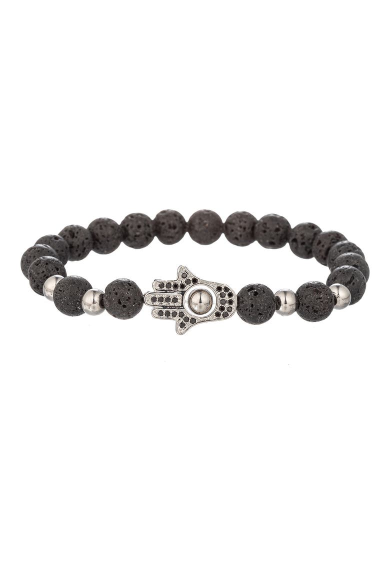 Men's Set of 2 Ethan Hamsa Hand Buddha Head Bracelets, Alternate, color, SILVER
