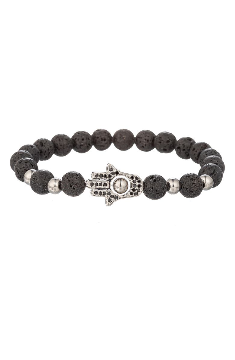 EYE CANDY LOS ANGELES Men's Set of 2 Ethan Hamsa Hand Buddha Head Bracelets, Alternate, color, Silver