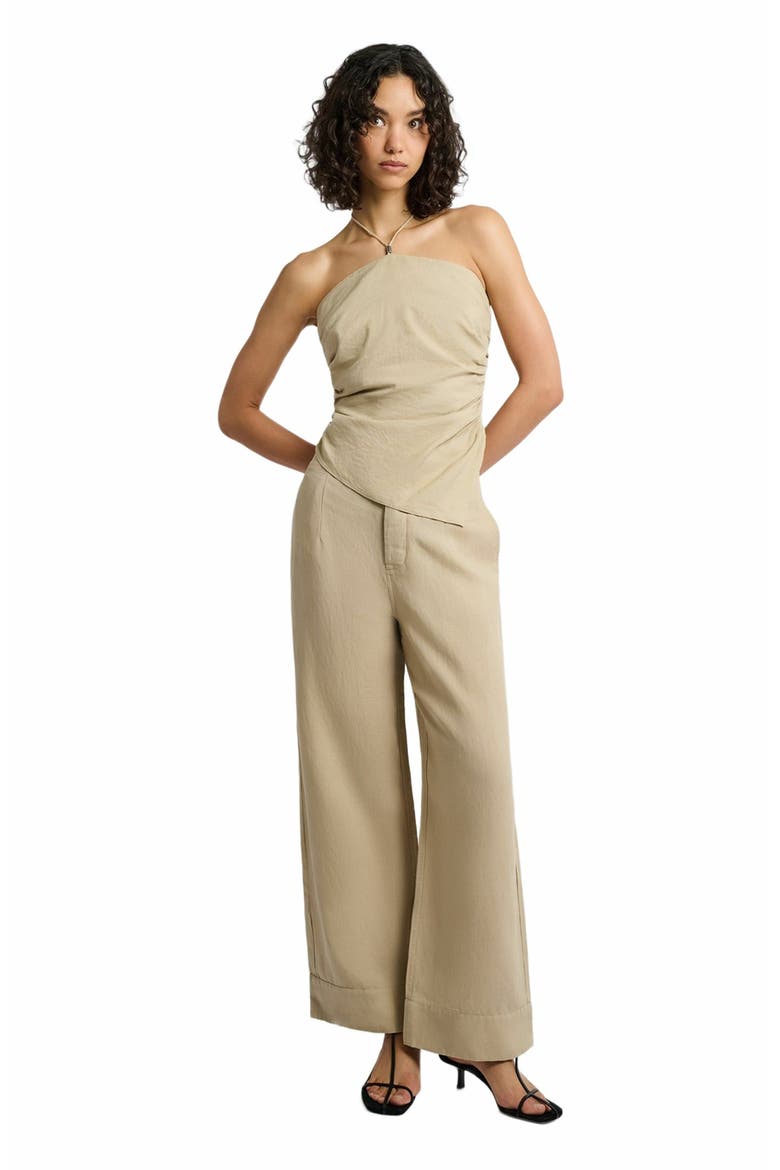 Air Linen Asymmetrical Halter Top, Main, color, JUTE