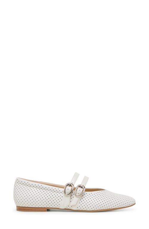 Dolce Vita Alenia Perforated Mary Jane Flat In White Perforated Leather