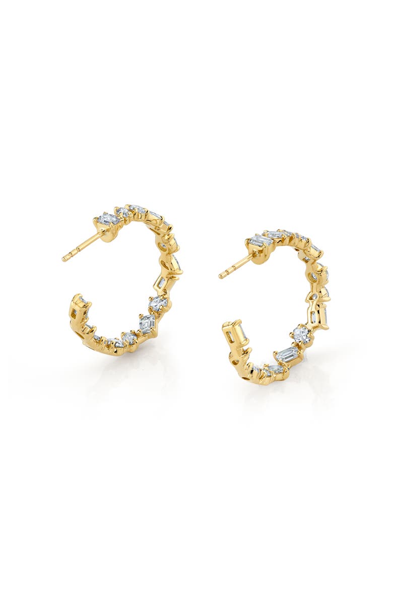 Montage Petite Diamond Hoop Earrings, Alternate, color, Yellow Gold