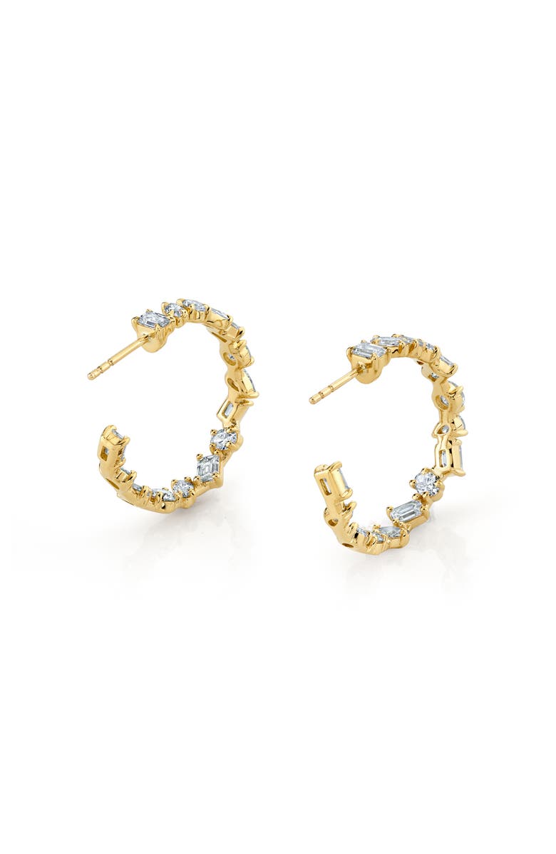 Michael M Montage Petite Diamond Hoop Earrings, Alternate, color, Yellow Gold