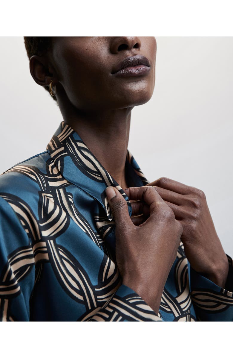 MANGO Print Satin Blouse, Alternate, color, 