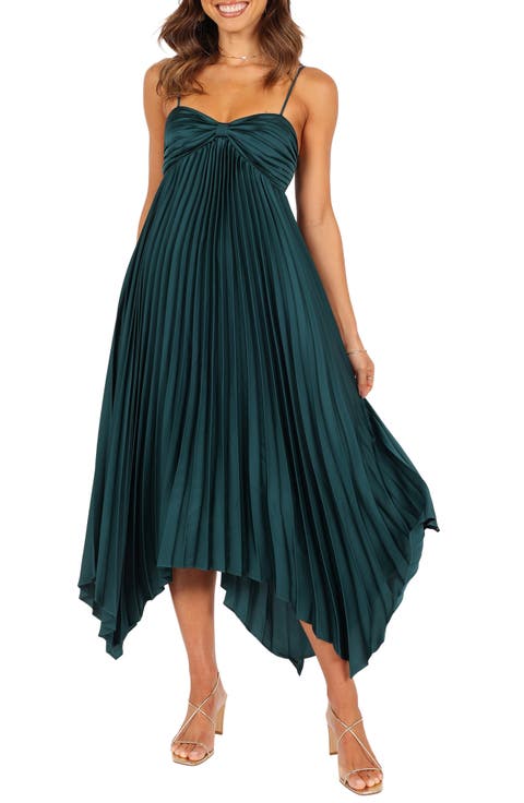Vikki Pleated Sleeveless Satin Maxi Dress
