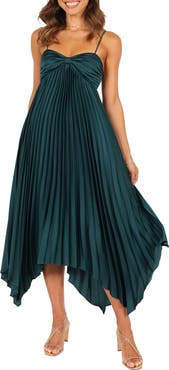Petal 
Pup Vikki Pleated Sleeveless Satin Maxi Dress