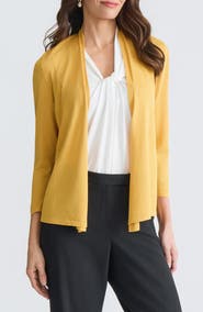 KASPER Stitch Detail Three-Quarter Sleeve Cardigan