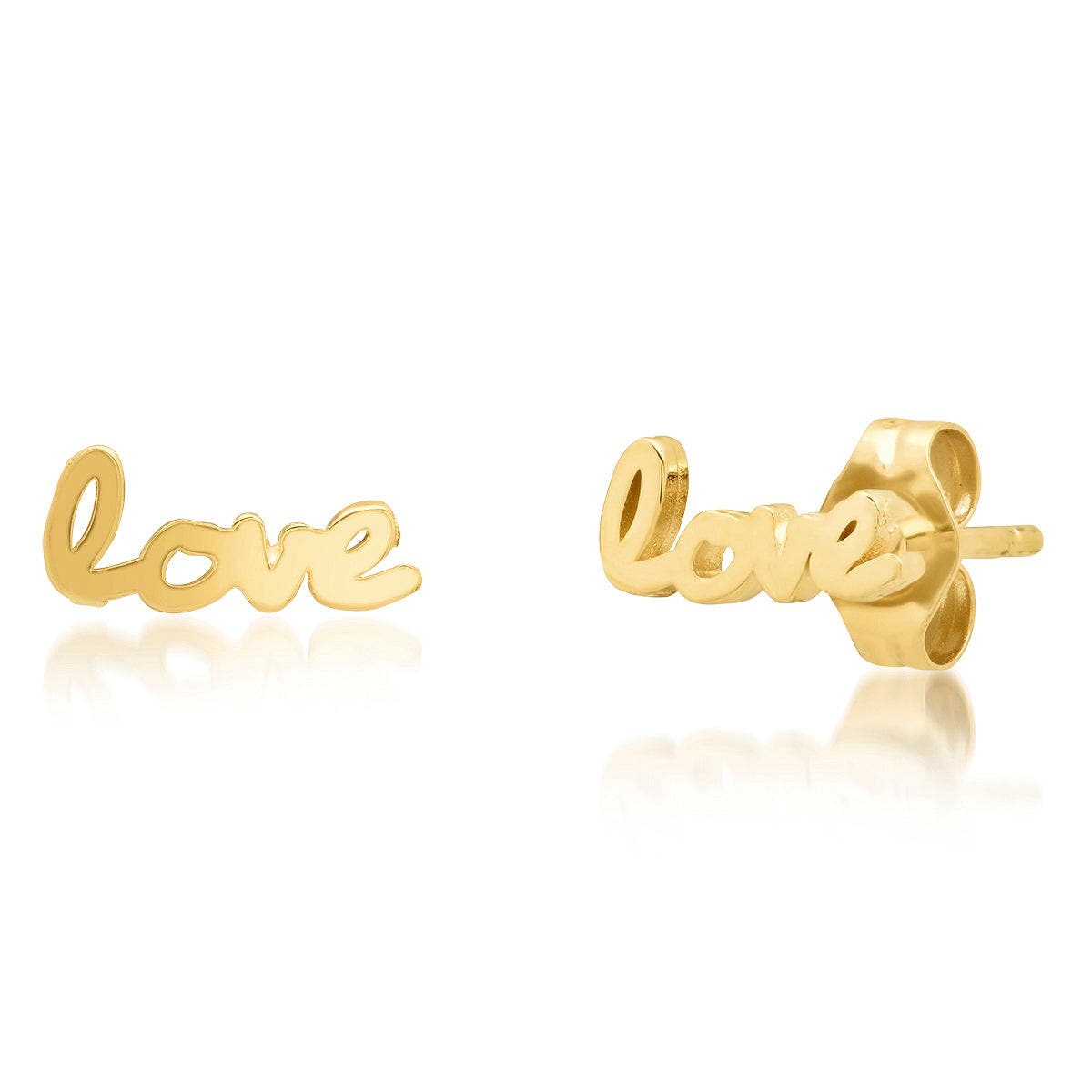 ELLIOT YOUNG "USE YOUR WORDS" 14K GOLD STUD EARRINGS - LOVE 
