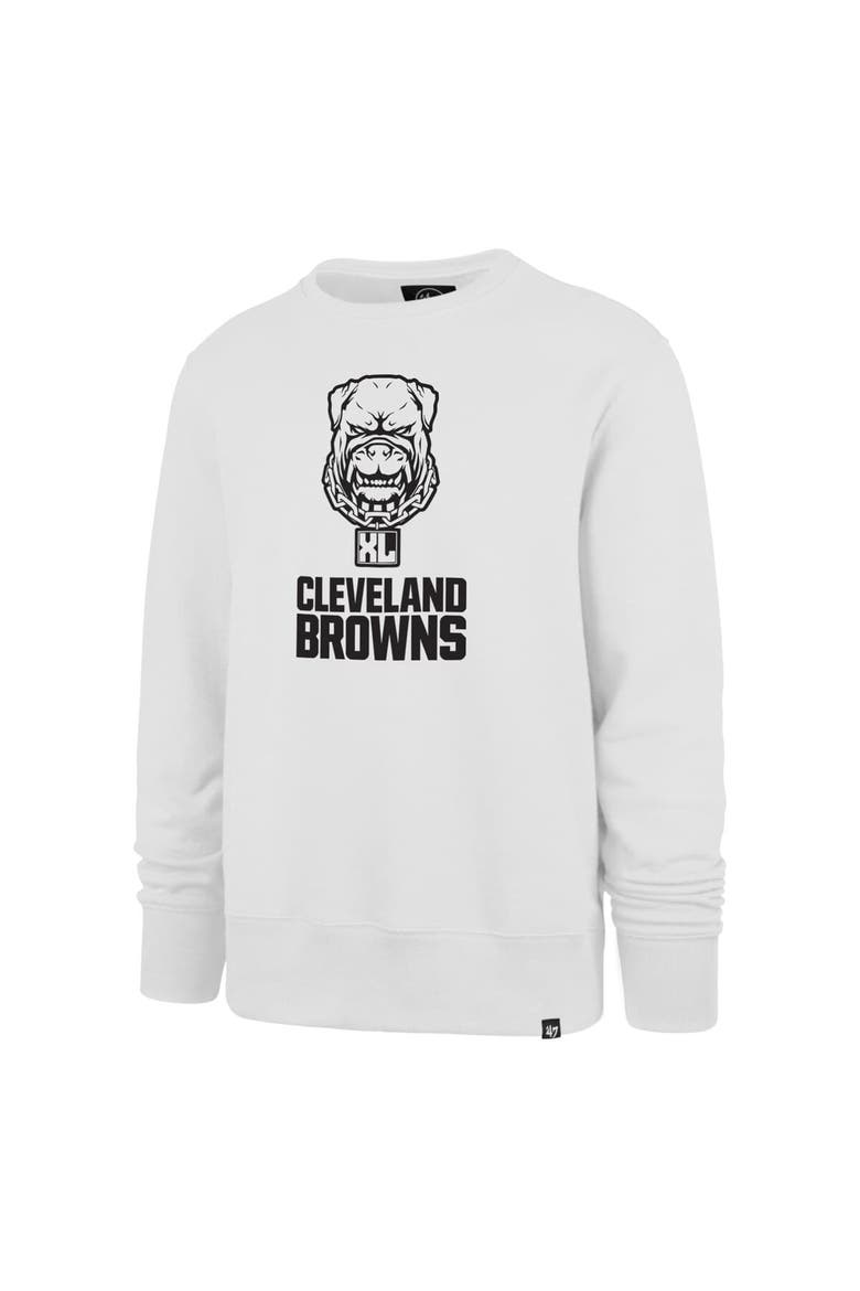 Men's '47 White Cleveland Browns Dawg Pound XL Imprint Headline Sweatshirt, Alternate, color, White