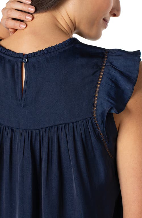 Liverpool Los Angeles Openwork Detail Flutter Sleeve Top In Blue