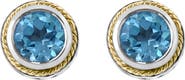 EFFY Sterling Silver & 18K Yellow Gold Blue Topaz Stud Earrings