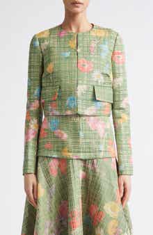Floral Raffia Crop Blazer