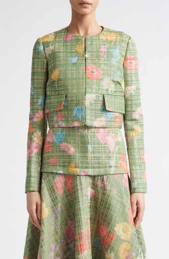 Floral Raffia Crop Blazer
