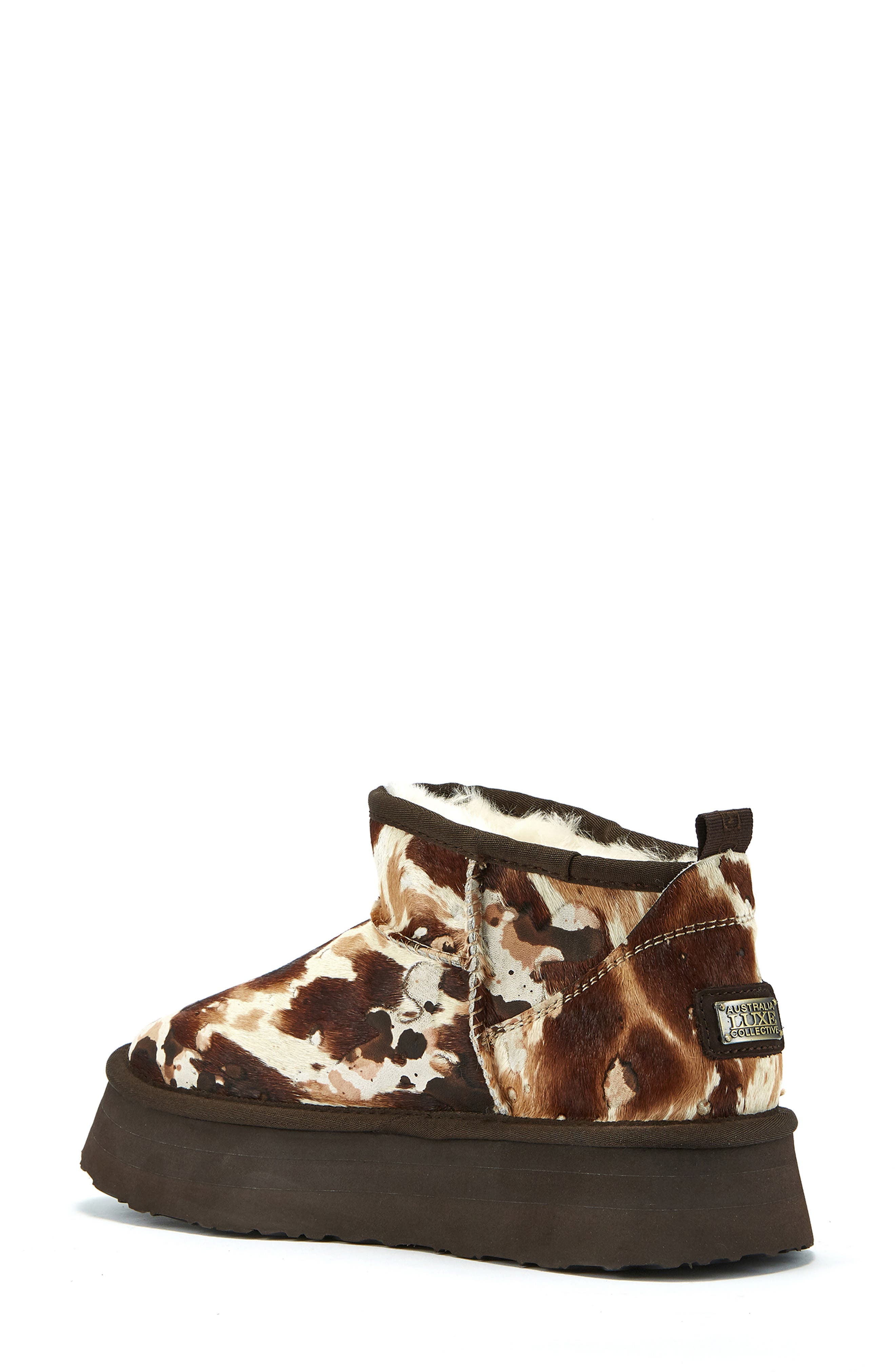 Australia Luxe Collective Cosy Genuine Shearling & Calf Hair Ultra Platform Bootie, Alternate, color, Splat