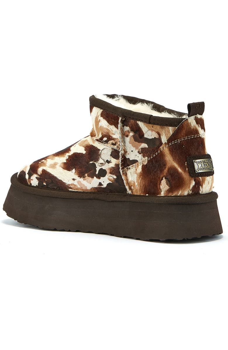 Australia Luxe Collective Cosy Genuine Shearling & Calf Hair Ultra Platform Bootie, Alternate, color, Splat