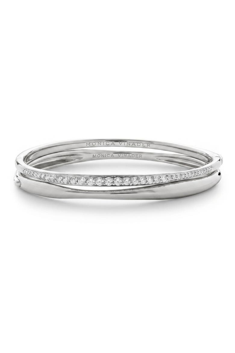 Nura Lab Grown Diamond Set of 2 Sterling Silver Bangle Bracelets, Main, color, STERLING SILVER