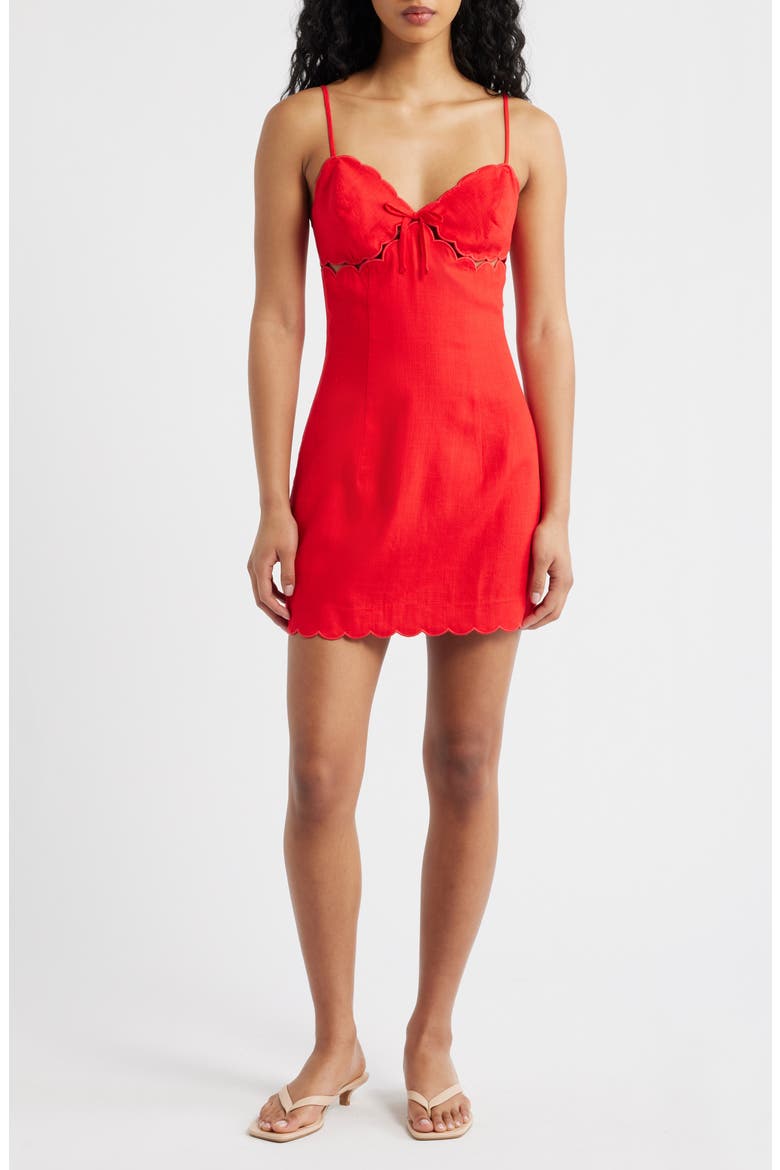 Scallop Edge Cutout Mini Sundress, Main, color, POPPY RED