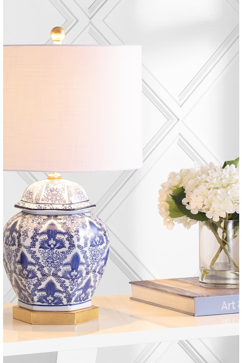 Gretchen Ginger Jar Ceramic/Metal LED Table Lamp, Alternate, color, Blue/White