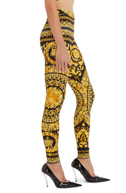 Versace Barocco Print Leggings In Multi