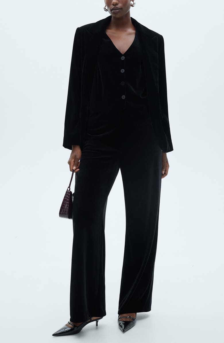 MANGO Structured Velvet Blazer, Alternate, color,