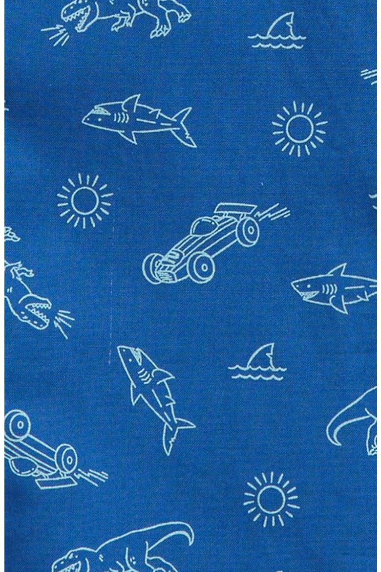 Print Short Sleeve Cotton Shirt & Shorts Set, Alternate, color, BLUE MEMORY SKETCHBOOK