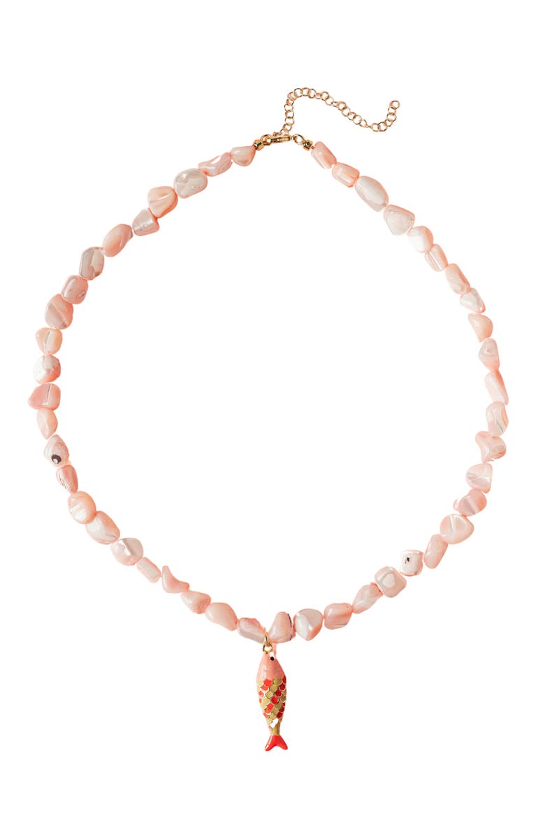 Coral Reef Pendant Necklace, Main, color, GOLD/ CORAL MULTI