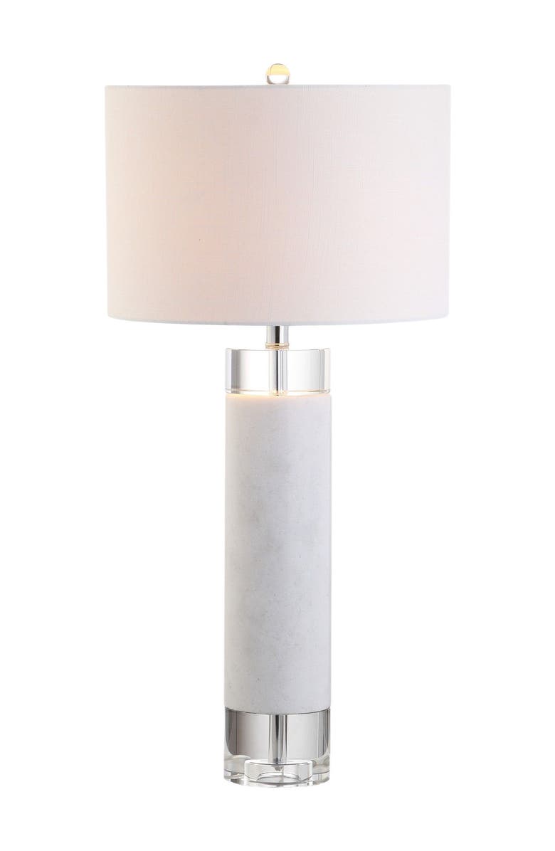 JONATHAN Y Hunter 32" Marble/Crystal LED Table Lamp, White, Main, color, 