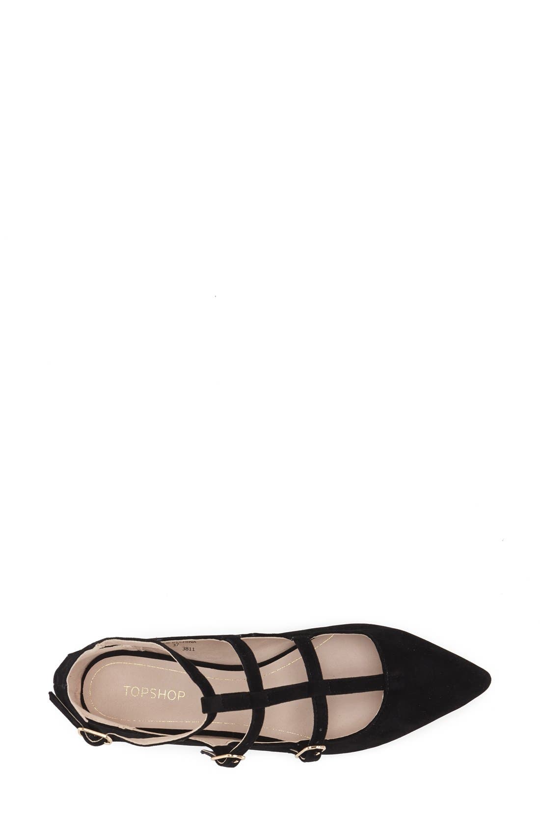 'Freya' Strappy Pointy Toe Flat, Alternate, color, BLACK