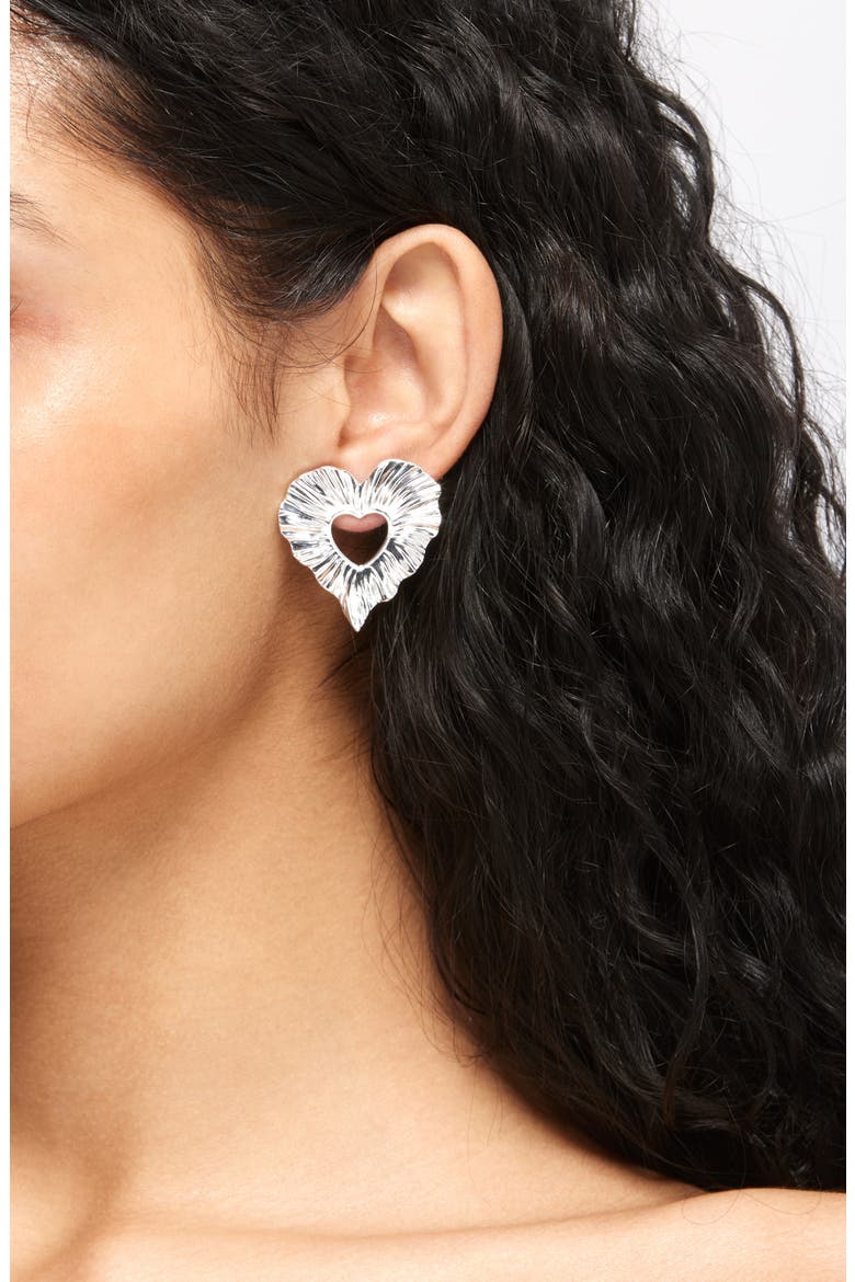 Amour Heart Drop Earrings, Alternate, color, SILVER