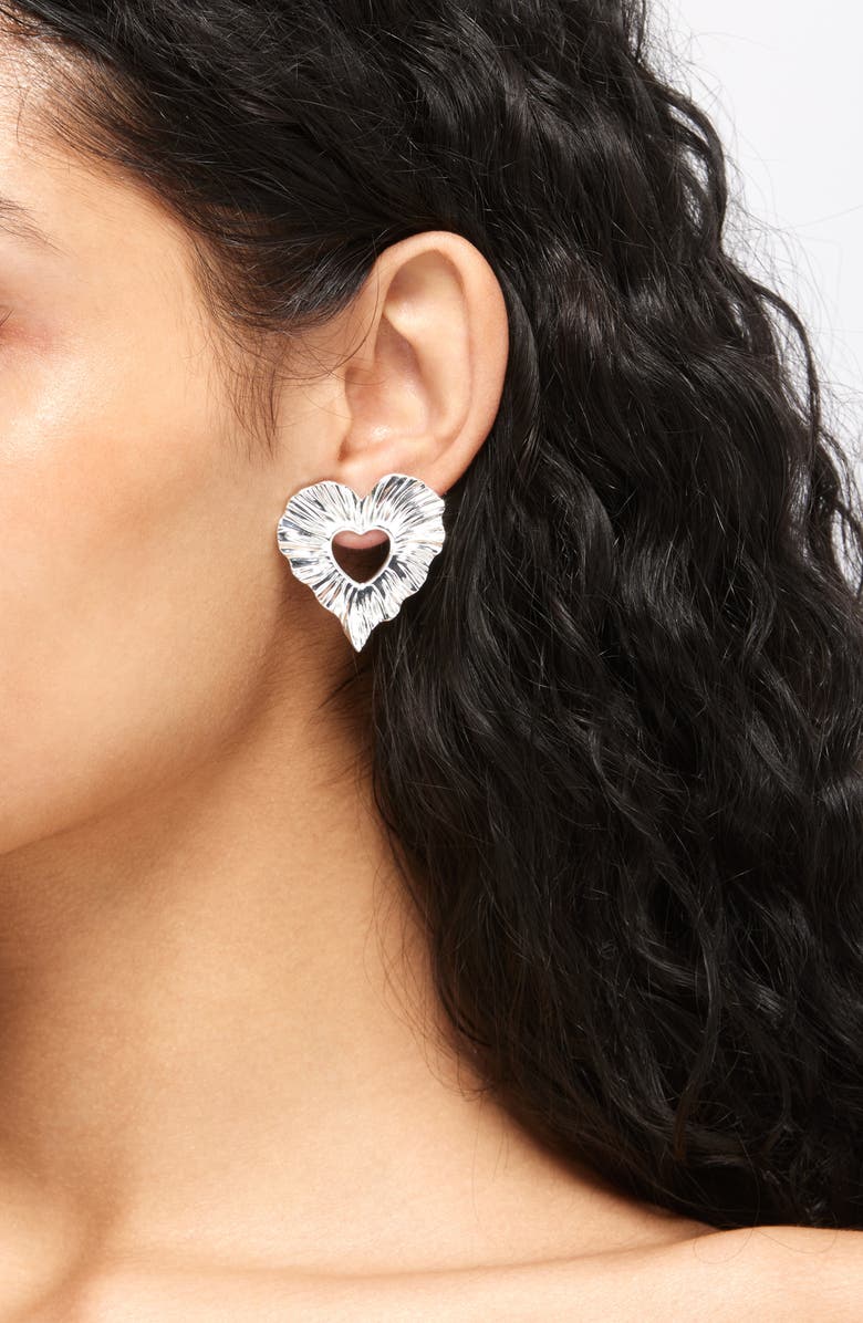 MIRANDA FRYE Amour Heart Drop Earrings, Alternate, color, Silver