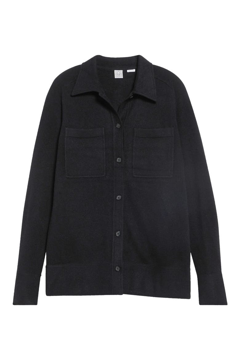 Cashmere Button Down Knit Shirt, Main, color, BLACK