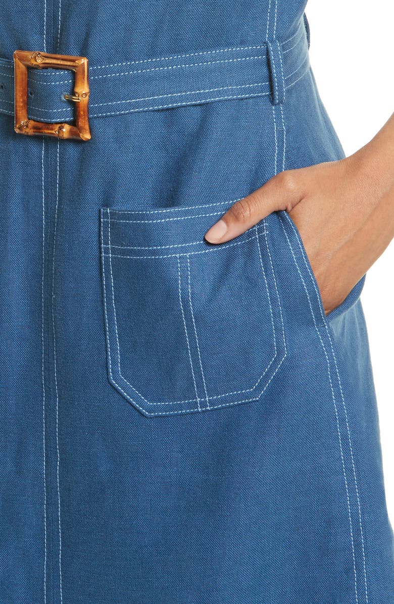 Tory Burch Nadia Linen A-Line Dress, Alternate, color,