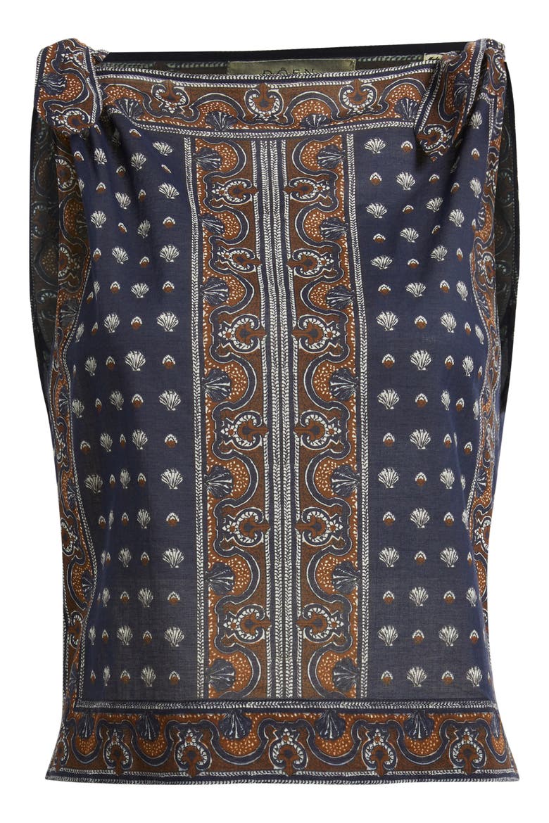 Amalia Print Tie Shoulder Sleeveless Top, Alternate, color, BLEU FOULARD DE LA MER