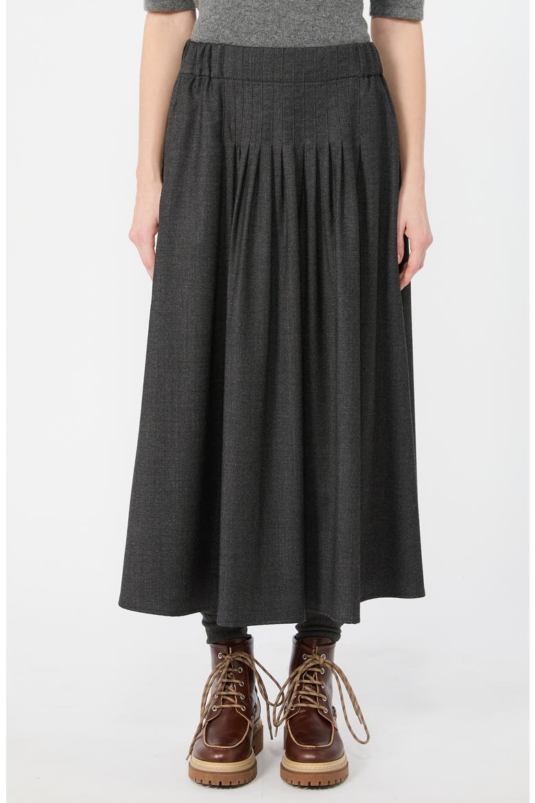 Stretch Wool Midi Skirt, Main, color, DARK GREY