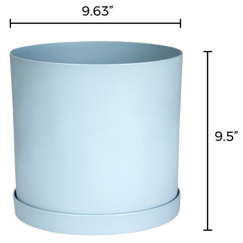 Bloem Mathers Planter W/ Saucer Tray 10" Misty Blue In Blue