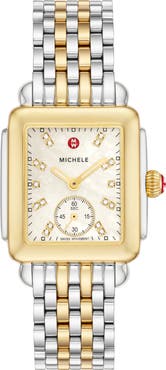 MICHELE Deco Mid Diamond Dial Bracelet Watch, 28mm x 30mm