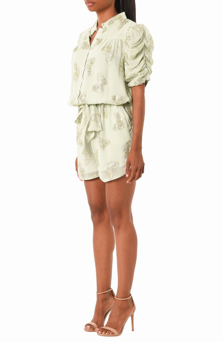 CIEBON Margaret Metallic Puff Sleeve Romper, Alternate, color,