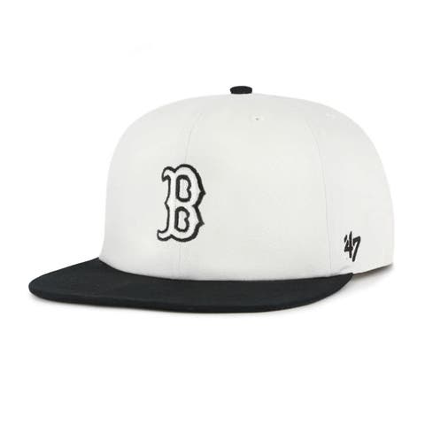 Men's '47 White/Black Boston Red Sox Foundation Captain Snapback Hat