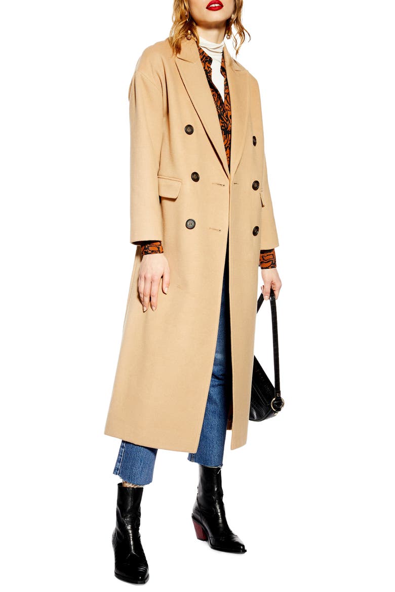 Frankie Double Breasted Coat, Main, color, CAMEL