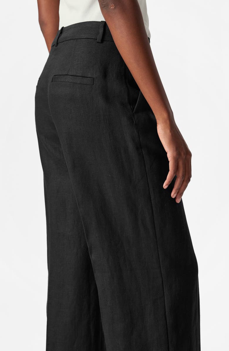 & Other Stories Pressed Crease Wide Leg Linen Trousers, Alternate, color,