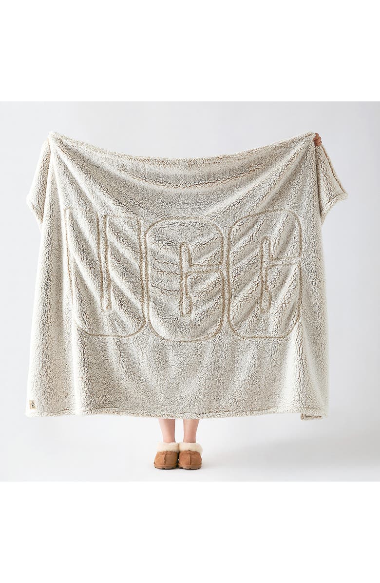 UGG<sup>®</sup> Fleece Logo Throw Blanket, Alternate, color,