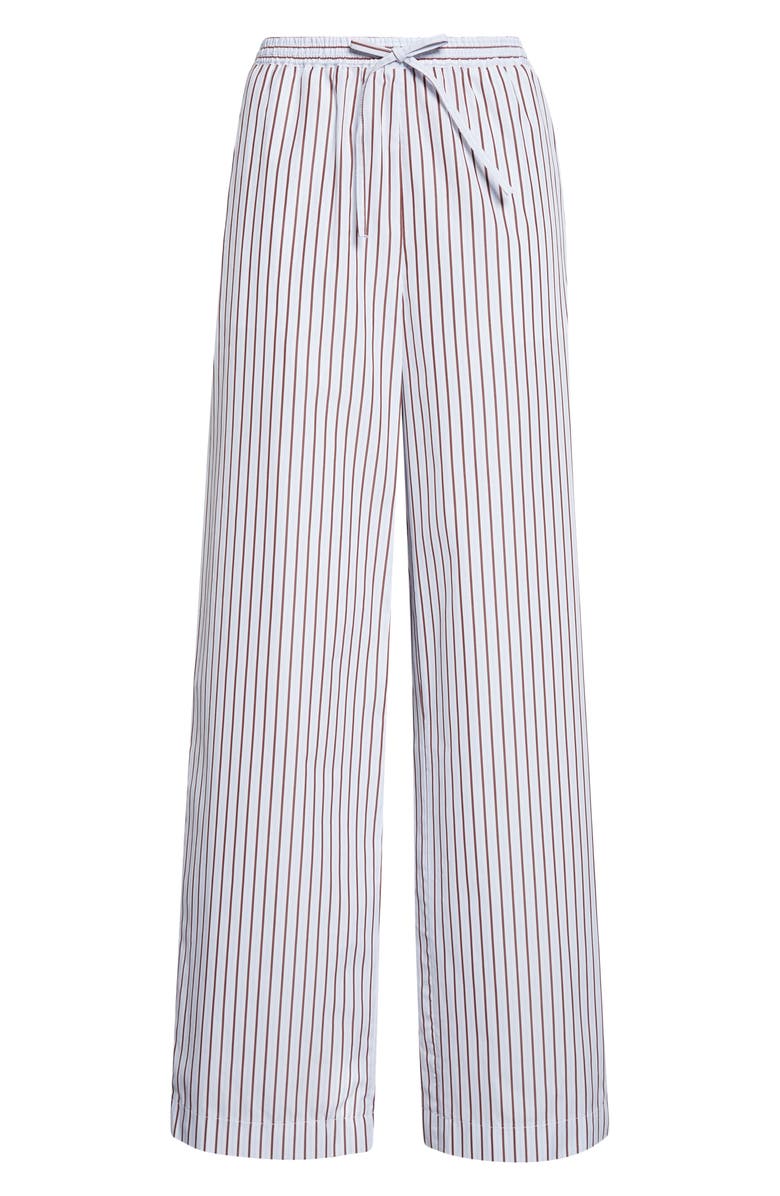 LOULOU DE SAISON Cisco Stripe Cotton Poplin Drawstring Pants, Main, color, Dark Red/ Light Blue