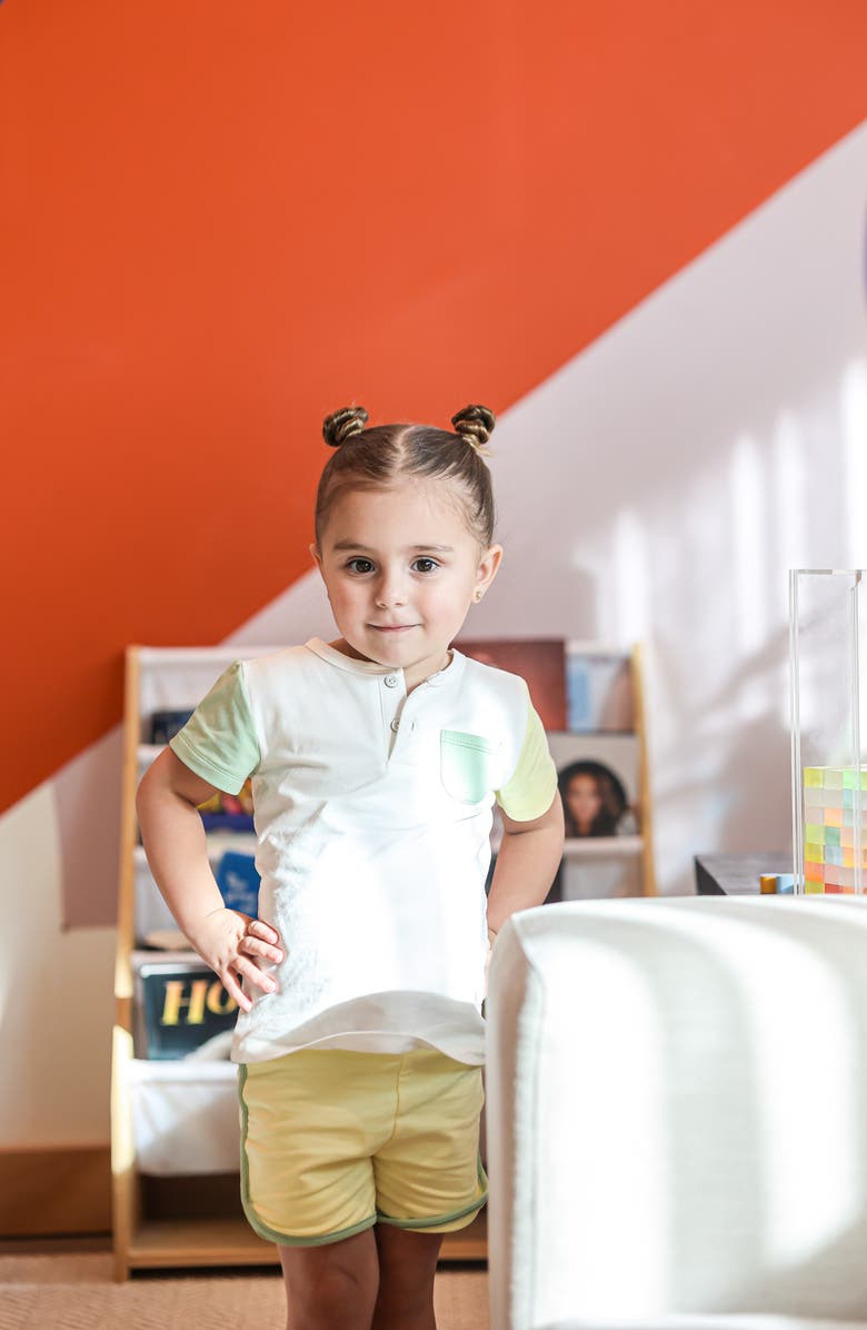 Manière Kids' Sunshine Rainbows Top & Shorts Set, Alternate, color, Sage