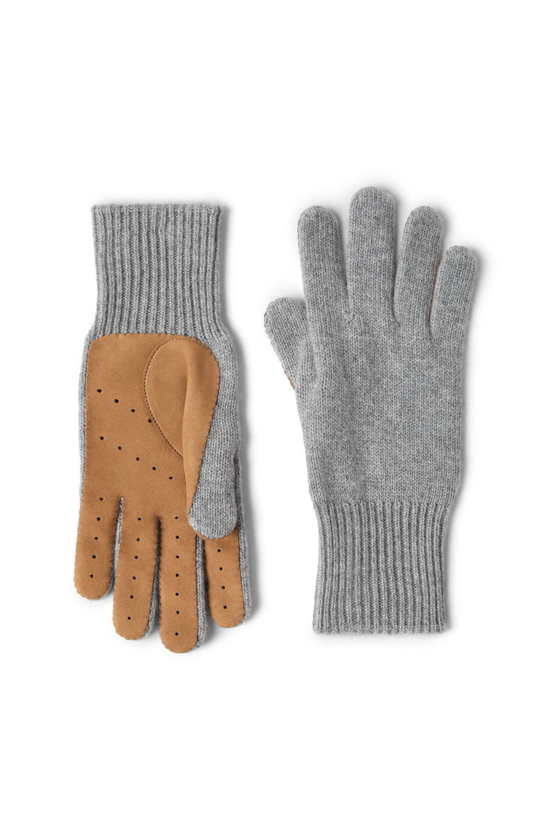 Brunello Cucinelli Cashmere and suede gloves, Main, color, Light Grey