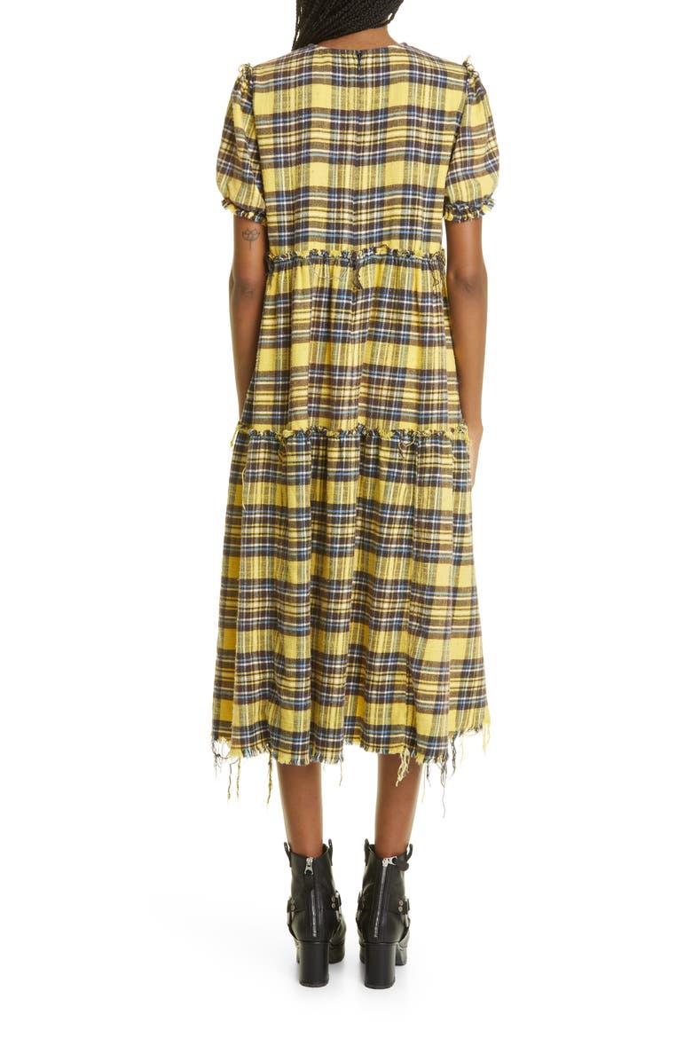 Plaid Distressed Cotton Flannel Maxi Dress, Alternate, color, YELLOW PLAID