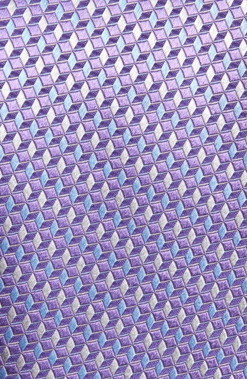David Donahue Geometric Silk Tie In Purple