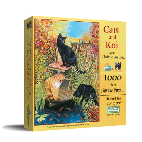 Cats and Koi 1000 piece Jigsaw Puzzle for Adults