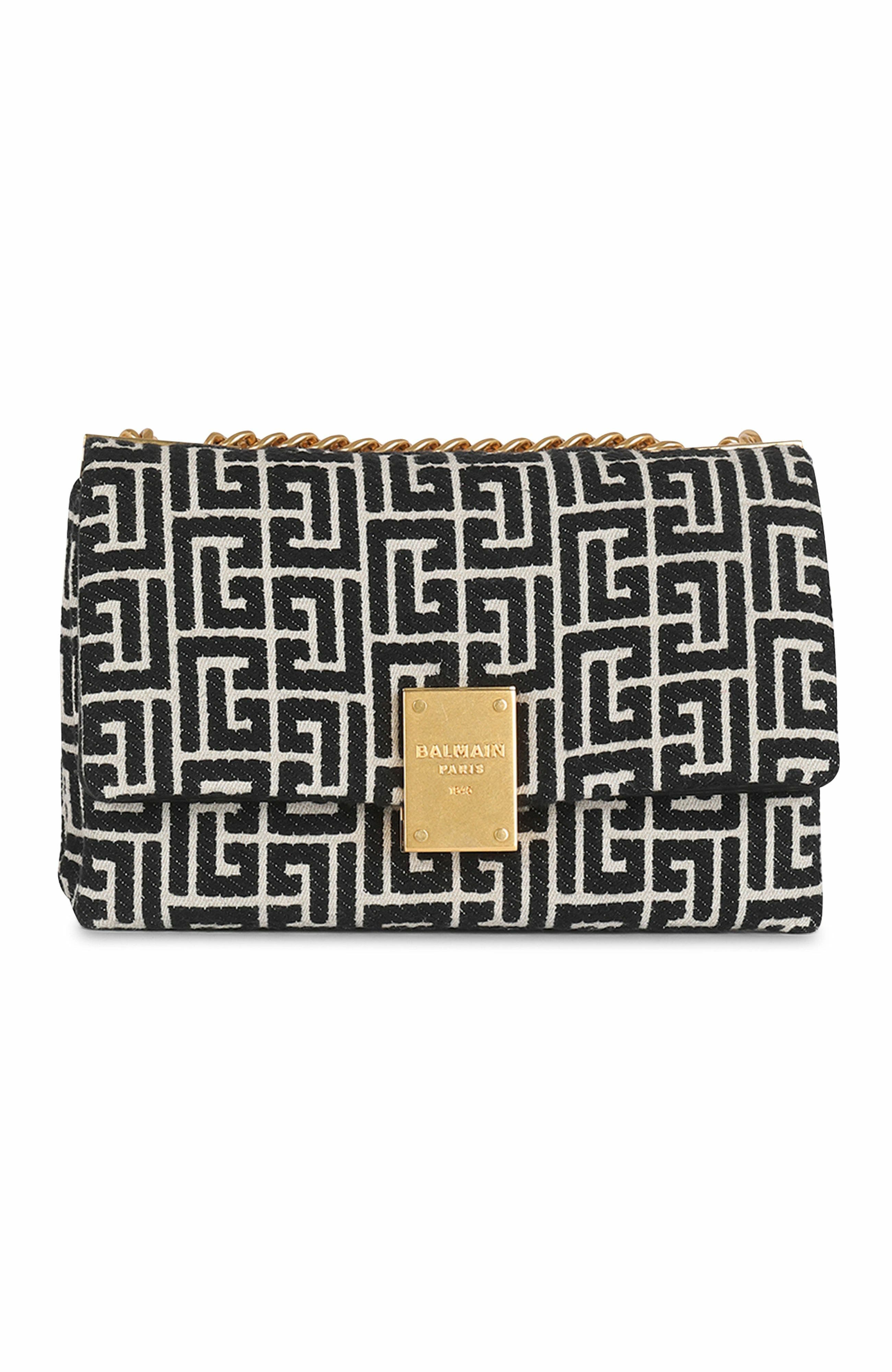 Balmain 1945 Soft Small Monogrammed Canvas Bag, Main, color, 