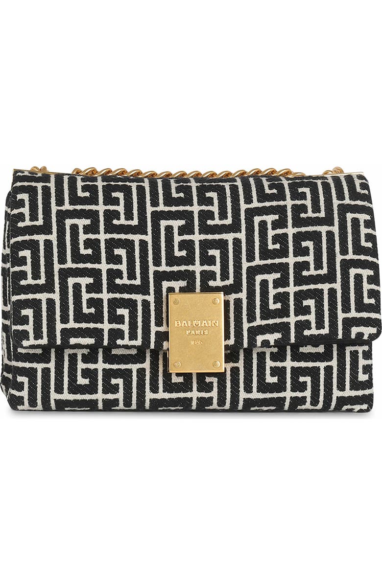 Balmain 1945 Soft Small Monogrammed Canvas Bag, Main, color,