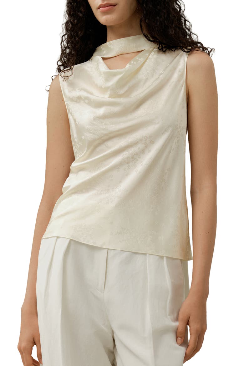 Women's Ying Jacquard Silk Tank, Main, color, Lily White
