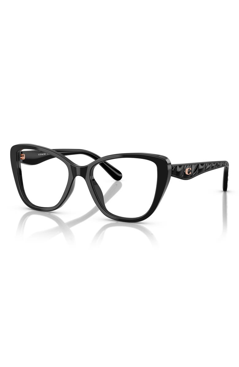 COACH 51mm Cat Eye Optical Glasses, Alternate, color, Black